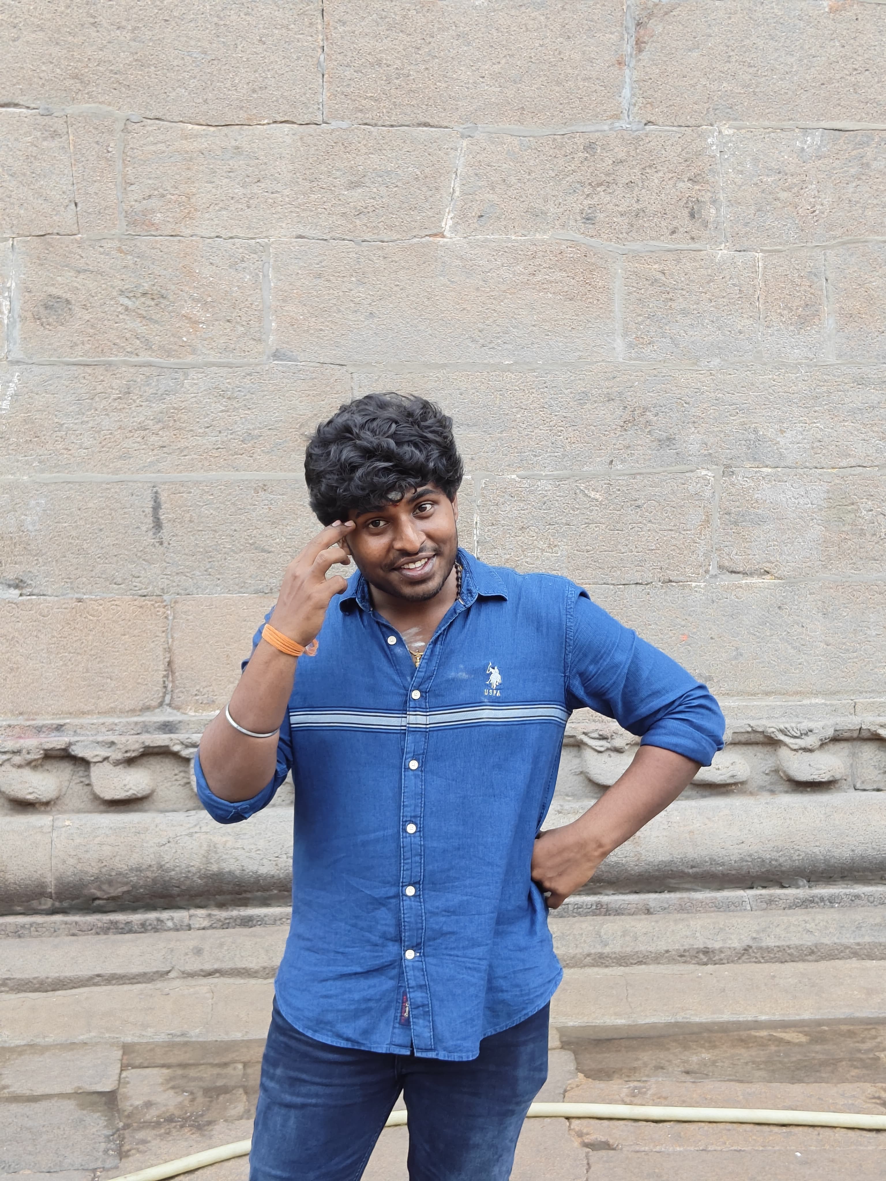 Gowtham Blue Shirt Temple