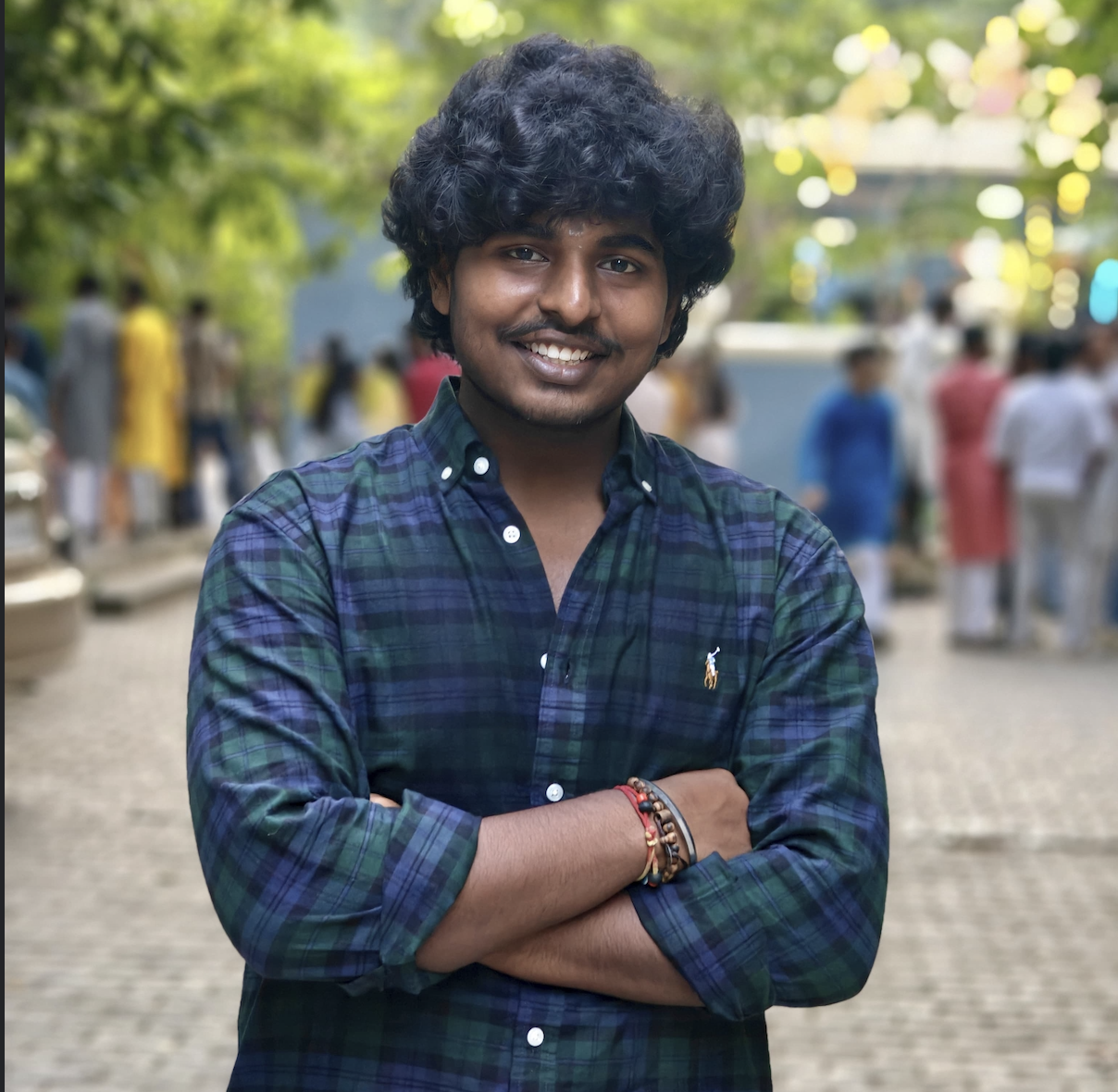 Gowtham Green Plaid Arms Crossed Square